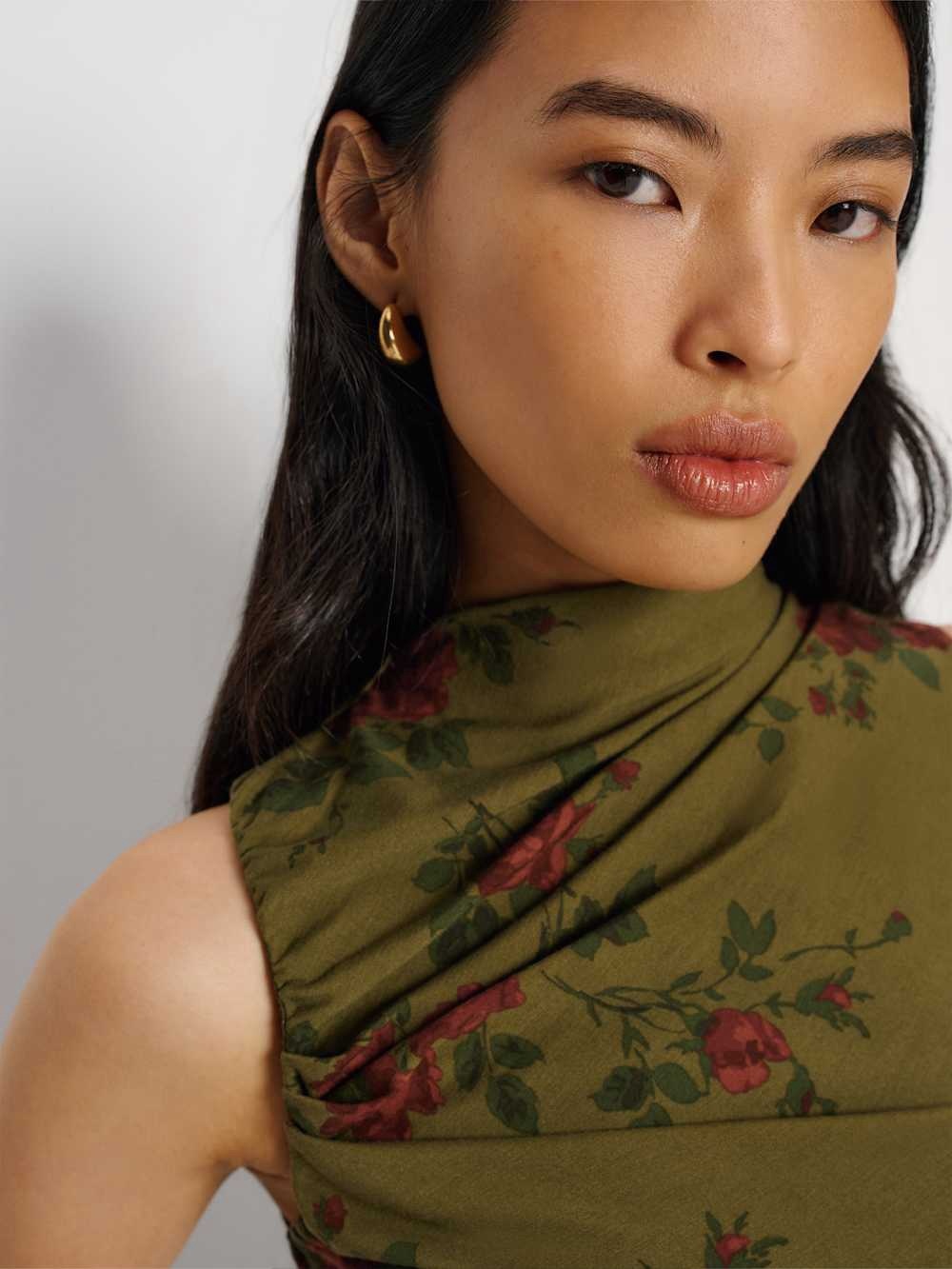 Reformation Olive Green Floral Mock-Neck Tank - Picture 4 of 12